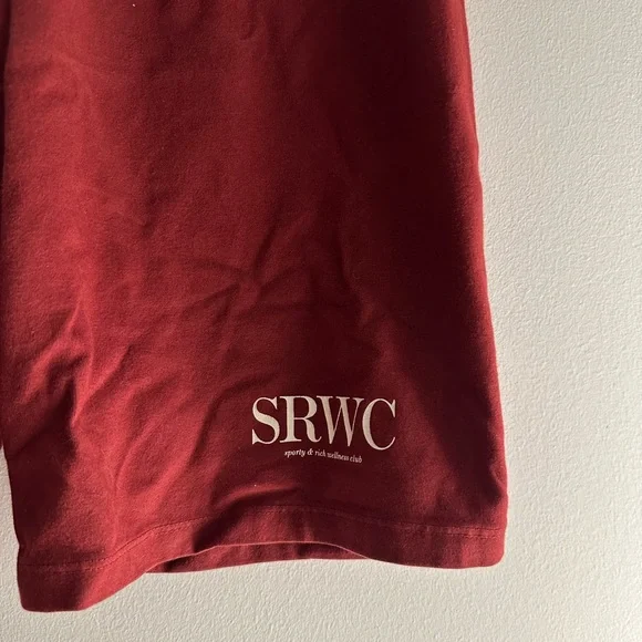 NWOT Sporty & Rich Side Logo Biker Shorts in Merlot, size: XL - Picture 2 of 4